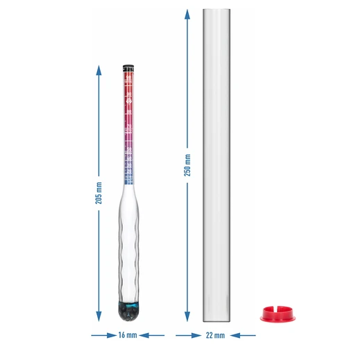 Törhetetlen alkoholmérő próbacsővel, mérési tartomány 20–98% - 7