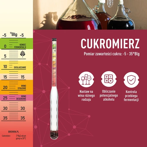 Törhetetlen cukormérő próbacsővel, mérési tartomány: -5–35°Blg - 6