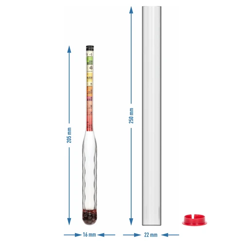 Törhetetlen cukormérő próbacsővel, mérési tartomány: -5–35°Blg - 5