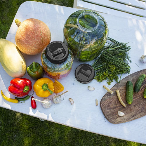 Törhetetlen, multifunkciós befőttesüveg fekete csavarkupakkal, 3 l - 9