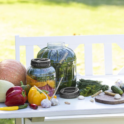 Törhetetlen, multifunkciós befőttesüveg fekete csavarkupakkal, 3 l - 5