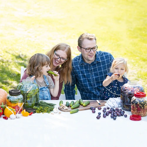 Törhetetlen, többfunkciós befőttesüveg fekete csavaros tetővel, 8 l - 6