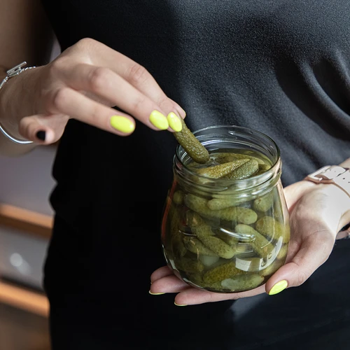 Twist-off 500 ml-es "Fordított Amfóra" befőttesüveg színes fi 82/6 csavaros tetővel, 6 db. - 12