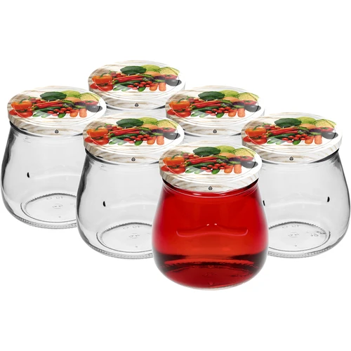 Twist-off 500 ml-es "Fordított Amfóra" befőttesüveg színes fi 82/6 csavaros tetővel, 6 db. - 3