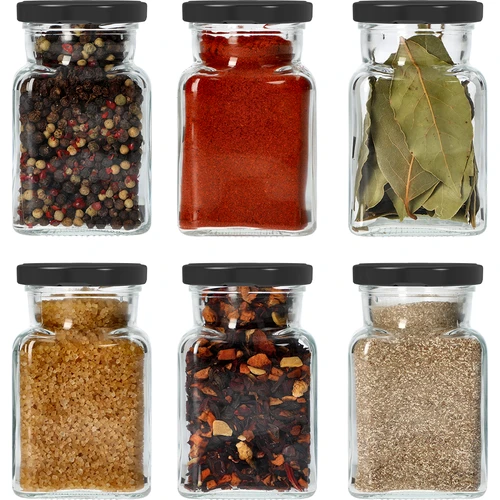 Twist-off befőttesüveg, 150 ml-es, Négy sarok, fi 53, fekete kupakkal, 6 db. - 7