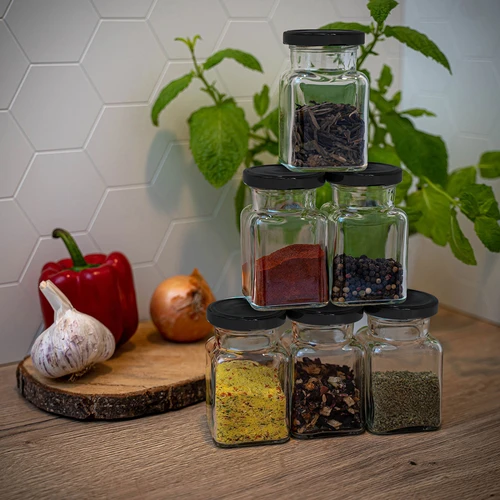 Twist-off befőttesüveg, 150 ml-es, Négy sarok, fi 53, fekete kupakkal, 6 db. - 10