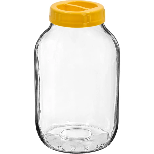 Twist-off befőttesüveg, 4 L, fi 100-as, fogantyús műanyag tetővel