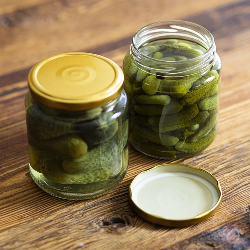 Twist-off befőttesüveg, grubasek 580 ml, aranyszínű Ø82/6 csavaros tetővel, 6 db. - 6