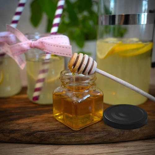 Twist-off üveg 120 ml - Négy sarok fi 53, fekete kupakkal, 6 db - 9