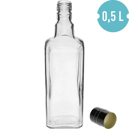 TYNKTURA díszüveg 0,5 L, fekete, hosszú Ø 28 mm-es csavarzárral, 1 db - 2