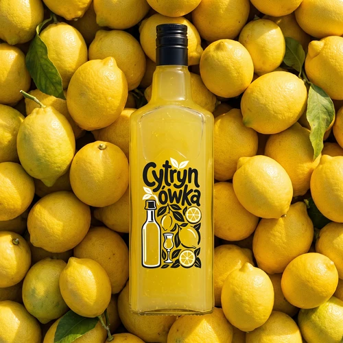 Tynktura palack 500 ml, „Cytrynówka” felirattal és csavaros kupakkal - 6