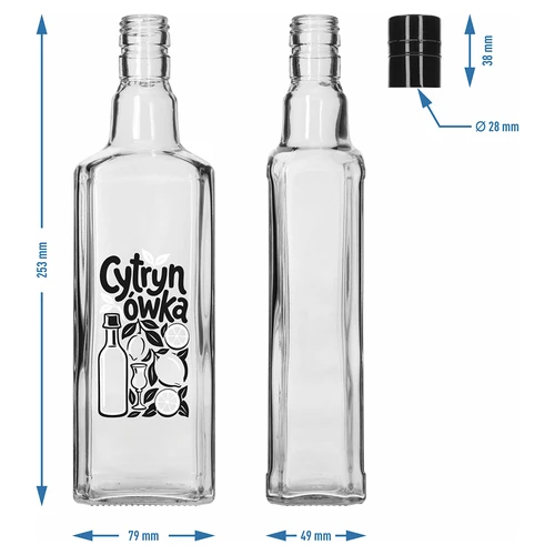 Tynktura palack 500 ml, „Cytrynówka” felirattal és csavaros kupakkal - 5