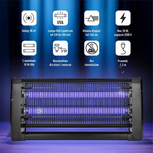 UVA rovarirtó lámpa 20 W, fekete - 6
