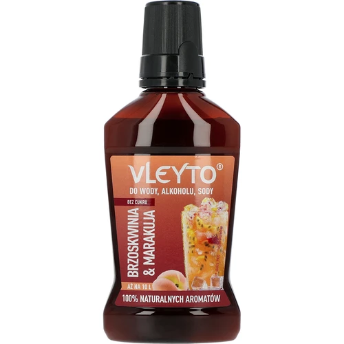 VLEYTO Őszibarack & Maracuja – természetes aromákat tartalmazó ízesítő esszencia, 250 ml