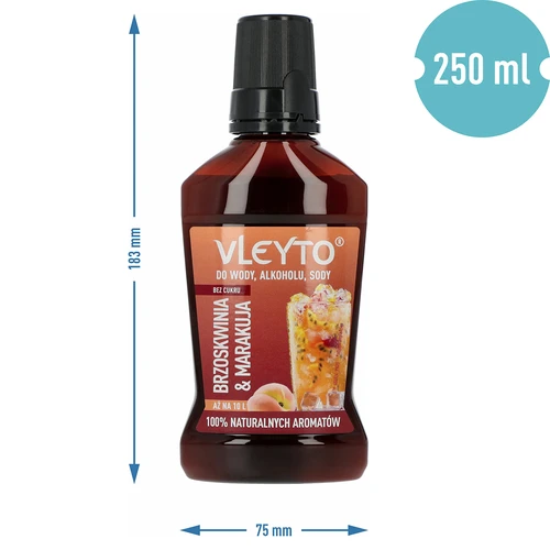 VLEYTO Őszibarack & Maracuja – természetes aromákat tartalmazó ízesítő esszencia, 250 ml - 5