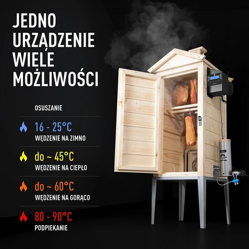 Wi‑Fi-s füstölő, 200 L – dragON WOOD 100IQ elektromos fűtőmodullal és vezérlőegységgel - 5