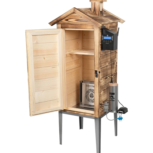 Wi‑Fi-s füstölő, 200 L – dragON WOOD 100IQ elektromos fűtőmodullal és vezérlővel, égetett fa kivitelben - 2