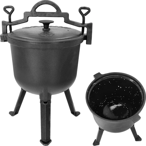 Zománcozott belsejű öntöttvas vadászbogrács, 8 L