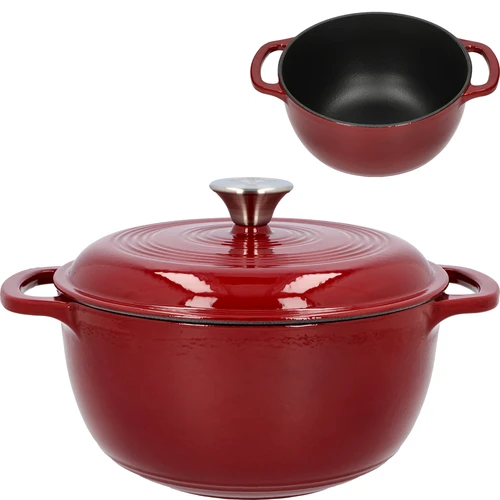 Zománcozott öntöttvas fazék - bordó, 4 l