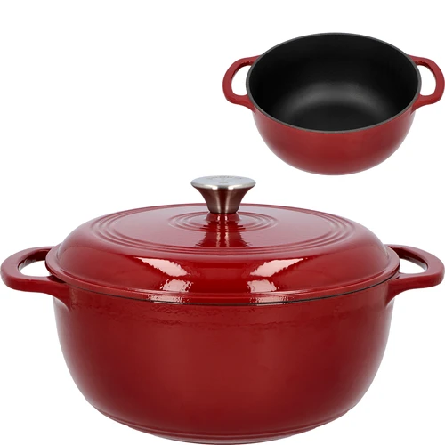 Zománcozott öntöttvas fazék - bordó, 5,8 l