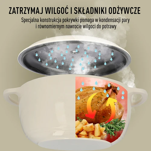 Zománcozott öntöttvas fazék – ekrü, 5,8 l - 6
