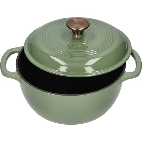 Zománcozott öntöttvas lábas - zsályazöld, 4 l - 2