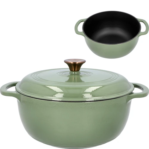 Zománcozott öntöttvas lábas - zsályazöld, 5,8L