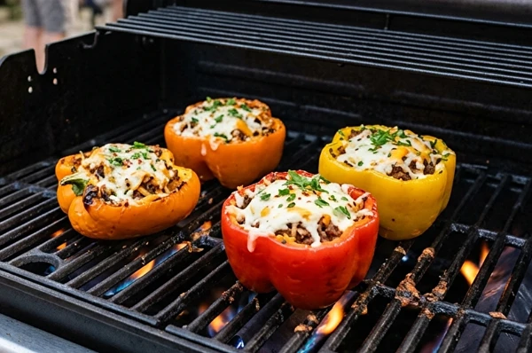 Töltött paprikák gázgrillről